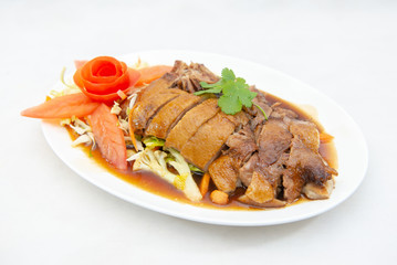 Thai style crispy duck with dark sauce