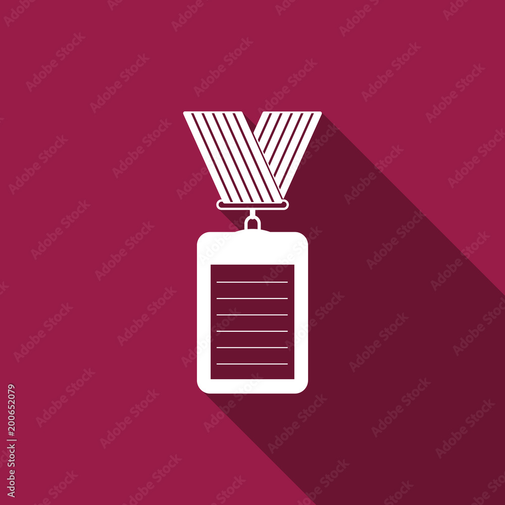 Poster identification badge with lanyard icon isolated with long shadow. identification card. it can be use