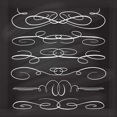 Vector calligraphic design elements on the chalkboard background.