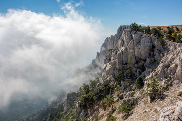 Fototapeta na wymiar The south coast of Crimea. At the top of the Ai-Petri mountain, Crimea 