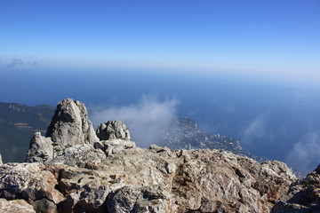 Fototapeta na wymiar The south coast of Crimea. Battlements of Mount Ai-Petri, Crimea 