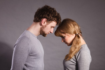 Sad depressed couple portrait.