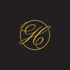 initial letter logo script circle gold