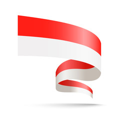Monaco flag in the form of wave ribbon.