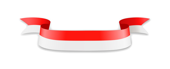 Monaco flag in the form of wave ribbon.