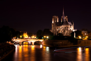 Obraz premium Notre Dame Cathedral by night, Paris