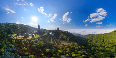 Fototapeta premium Aerial Panorama of Doi Inthanon National Park, ChiangMai, Thailand