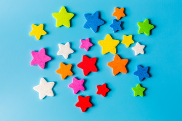 Star eva foam for decoration isolated on blue background, Foamiran is a decorative foamy material...