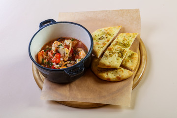 Seafood suop with bread
