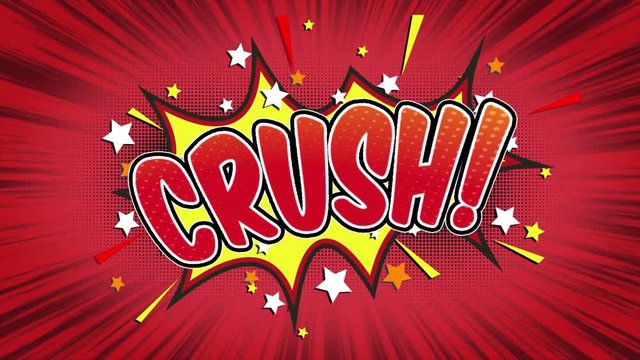 crush Word Retro Cartoon Comic Bubbles Popup Style Expressions Colored Bomb and Smoke Strip Dotted and red Speed Radial line Seamless loop Animation black / green screen 4k doodle background