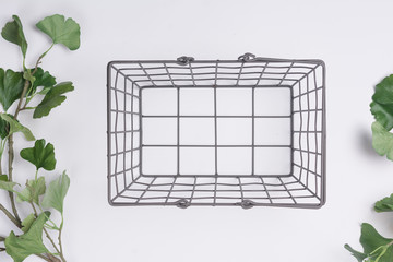 Metal Basket with less Branches Flat Lay Top View