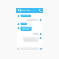 Chat app template whith mobile keyboard. Social network concept. Vector illustration. Message.