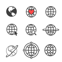 Set of Globe related outline icons. Web apps. Thin line vector icons for website design and development, app development. Vector illustration.