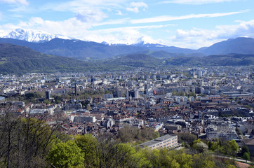Fototapeta na wymiar Grenoble city overview panorama