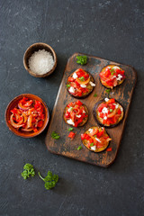 Eggplants, tomatoes , sweet peppers and ricotta snack