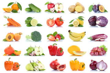 Fruit many fruits and vegetables collection isolated apple oranges onion tomatoes colors