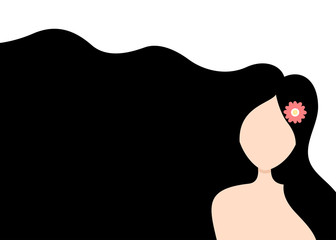 Anonymous woman with black hair beauty concept banner