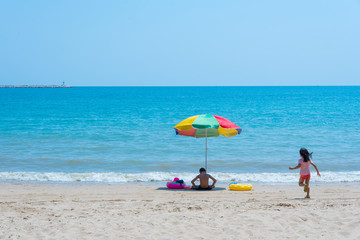 Beautiful sea summer ,Sand beach background