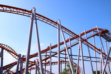 structure roller of coaster with blue sky