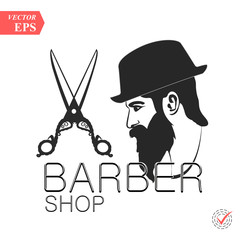 Barbershop hairstyle man label logo illustration
