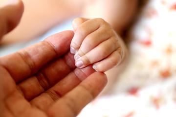Mom holding baby hand - 200669089