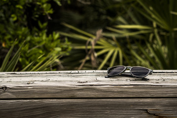 Sunglasses with blurred background
