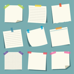 Vector Illustration Of Note Papers - obrazy, fototapety, plakaty