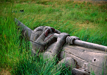 Fallen Totem Poles are allowed to weather and disintegrate and return to the earth representing the...