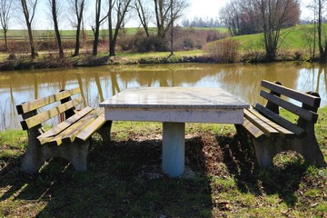 Natur - Wiese - Wasser - blauer Himmel