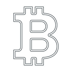 Sign of bitcoin. Farm for the production of crypto currency, mining. Virtual money. Flat vector cartoon illustration. Objects isolated on white background.