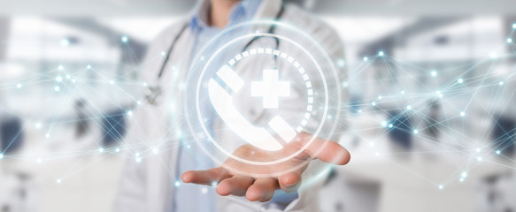 Doctor emergency call concept icons 3D rendering