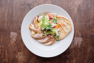 Simple chicken salad shot from above