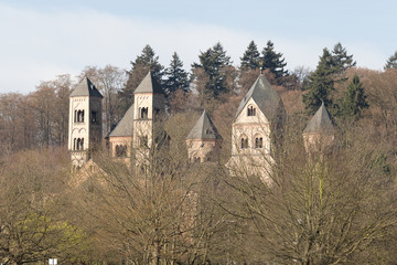 Fototapeta na wymiar Türme des historischen Klosters Maria Laach in Deutschland