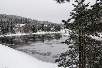 winter, snow, landscape, forest, nature, cold, sky, tree, mountain, ice, trees, blue, white, water, mountains, lake, frost, frozen, fir, panorama, river, clouds, season, ski, christmas