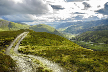Scottish rural landscape in Cairngorm Mountains. Royal Deeside, Aberdeenshire, Scotland, UK. 