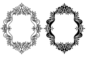 Hand drawn vintage black frames set