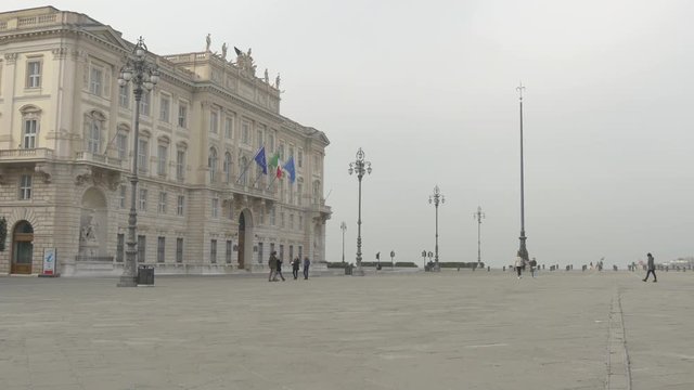 Pan right of Piazza Unita in Trieste