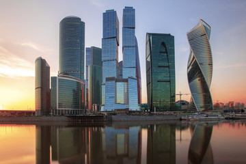Fototapeta na wymiar Evening view of the Moscow City