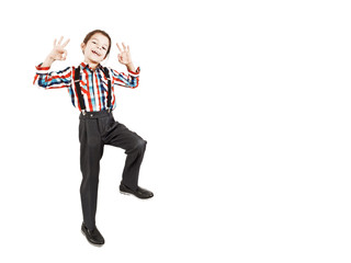 Kid making Ok sign, isolated on white