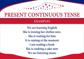 present continuous tense - obrazy, fototapety, plakaty