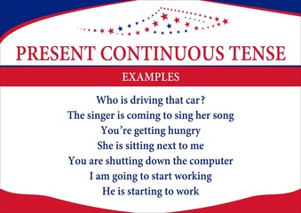 present continuous tense - obrazy, fototapety, plakaty