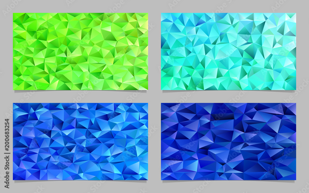 Poster geometric polygonal irregular triangle pattern card background set - trendy vector mosaic illustrati