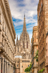 Fototapeta na wymiar Scenic view of the Barcelona Cathedral, Catalonia, Spain
