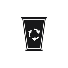 Recycle bin flat icon, Dustbin symbol, vector sign, pictogram isolated on white