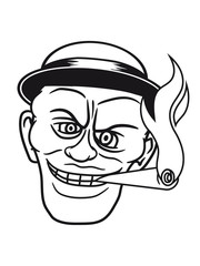 hut mütze 30er zigarre rauchen schwarz afrikaner gesicht böse mann gemein alien gangster verbrecher cool comic cartoon clipart