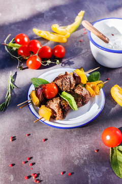 grilled meatballs with vegetables