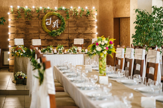 Wedding reception in wooden style