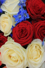 Obraz na płótnie Canvas Red white and blue wedding flowers