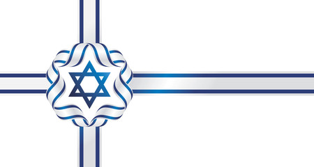 Israel flag ribbon isolated symbol emblem gift bow white background