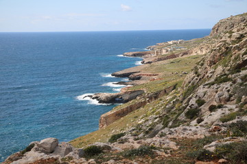 Fototapeta premium Coastal landscape between Qrendi and Għar Lapsi on the Mediterranean Sea at Island Malta
